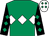 Emerald green, white triple diamond, black sleeves, emerald green diamonds, white cap, emerald green diamonds (Mr David Kilpatrick)