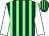 Dark green and light green stripes, white sleeves (Mrs K B Gunn)