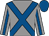 Grey, royal blue cross sashes, royal blue stripe on sleeves, royal blue cap (Three Diamonds Farm)
