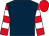 Dark blue, red and white hooped sleeves, red cap (Smith, Ratcliffe & Bowring)