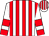 White, red stripes, red armlets and cuffs on sleeves (Susie Maturin)