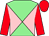 Light green and pink diabolo, red sleeves and cap (Adams, Allen, Blades, Bruton & Ellis)