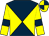 Dark blue and yellow diabolo, yellow sleeves, dark blue armlets, quartered cap (Birch, Doel & Parker-jervis)