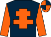 Dark blue, orange cross of lorraine & sleeves, quartered cap (Modebest Equine Limited)