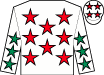 White, red stars, white sleeves, emerald green stars, white cap, red stars (Old Fools Partnership)