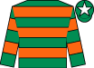 Emerald green & orange hoops, emerald green cap, white star (John P McManus)