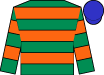 Emerald green & orange hooped, blue cap (John P McManus)