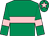 Emerald green, pink hoop, pink armlet, pink star on cap (Mrs Deirdre A Kelly)