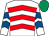White & red chevrons, white sleeves, royal blue chevrons, emerald green cap (Francis Campbell)
