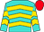 Turquoise, gold chevrons, red cap (Tony Lau Yiu Tong, Thomas Lau Sum Fai & Lau Yi Fai)
