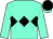 Aqua, black diamond hoop, black diamond hoop on sleeves, black cap, aqua visor (Acqua Nova Stable)