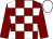 Maroon & white check, maroon sleeves, white cap (Lord Alfred Syndicate)