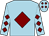 Light blue, maroon diamond, diamonds on sleeves and cap (Blackmore Vale Syndicate)