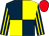 Dark blue and yellow quartered, striped sleeves, red cap (Paul & Clare Rooney)