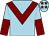 Light blue, maroon chevron, halved sleeves and stars on cap (Thade Quill Syndicate)