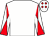 White, white and red diabolo on sleeves, white cap, red diamonds (Mr R A Sankey)
