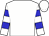 White, blue hoops on sleeves, white cap (Wayne George)