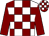 White and maroon check, maroon sleeves, maroon and white check cap (Mr Jon Haseler)