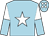 Light blue, white star, white and light blue halved sleeves, light blue cap, white spots (Racing For Maggie's Partnership)