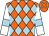 Orange and light blue diamonds, white sleeves, light blue armlets (Saga Spirit Partnership)
