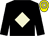 Black, beige diamond, yellow & beige hooped cap (Planets In Orbit Syndicate)