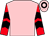 Pink, black chevrons on red sleeves, black hoop on pink cap (Daisenpu Syndicate)