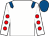 White, royal blue epaulets, white sleeves, red spots, royal blue cap (Done, Ferguson, Mason & Wood)
