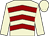 Beige, burgundy chevrons, burgundy hoop on sleeves (John Allen)