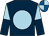 Dark blue, light blue disc, light blue and dark blue halved sleeves, royal blue and light blue quartered cap (Mrs Julie Lloyd)
