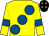 Yellow, large royal blue spots and armlets, black cap, yellow stars (Mr Chris Marsh)