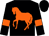 Black, orange horse, orange armlets on sleeves, black cap (New World Thoroughbreds, Inc And Road Trip Racing Enterprises Llc)