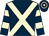 Dark blue, beige cross sashes, hooped sleeves & cap (J C Hurley)