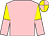 Pink, yellow halved sleeves, quartered cap (Ms Maria Josefina Barrio)