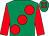 Emerald green, large red spots, sleeves and spots on cap (Mrs Gloria Jessop)