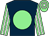 Dark blue, light green disc, light green and white striped sleeves, hooped cap (Mrs Morley, R Penney & A Rix)