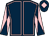 Dark blue, pink seams, pink and dark blue diabolo on sleeves, dark blue cap, pink diamond (Ashley & Sue Clark & Clearabee Ltd)
