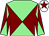 Light green and maroon diabolo, maroon and light green diabolo on sleeves, white cap, maroon star (Nethercott Manor Racing)