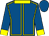 Royal blue, yellow seams, collar and cuffs, royal blue cap (Mr P F M D Carmo)