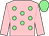 Pink, light green spots, pink sleeves, light green cap (Mrs S Ricci)
