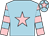 Light blue, pink star, pink and light blue hooped sleeves, light blue cap, pink star (Mr Wayne Fleming)