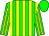 Green, yellow stripes, green cap (Tom Blong)