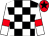 Black & white check, white sleeves, red armlet, red cap, black star (Whats Trumps Again Syndicate)