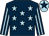 Dark blue, light blue stars, striped sleeves, light blue cap, dark blue star (Mr James A Cringan)