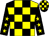Yellow and black check, black sleeves, yellow stars, check cap (Darkhorse Racing 30 Syndicate)