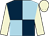 Dark blue and light blue (quartered), beige sleeves and cap (L Egerton & Mrs Debbie Raven)