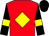 Red, yellow diamond, black sleeves, yellow armlet, black cap (D G O'Connor)