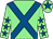 Light green, royal blue cross belts, light green sleeves, royal blue stars, light green cap, royal blue star (Dbac Syndicate)