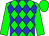 Green & blue diamonds, green sleeves, white ball on cap (Double Bogey Racing)