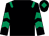 Black, emerald green epaulets, chevrons on sleeves, black cap, emerald green diamond (The Gin & Tonic Partnership)