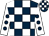 Dark blue and white check, white sleeves, dark blue spots (Kelvyn Gracie & Lawrence McCaughey)